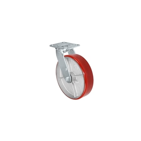 Casterhq MEDIUM DUTY 8"X 2" RED POLYURETHANE ON IRON WHEEL, SWIVEL CASTER 1, 25 MD8X2PISV